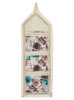 Kuber Industries Flower Printed Multiuses 3 Pockets Wall Hanging Storage Organizer/Holder For Home (Cream &amp; Brown)