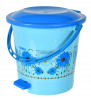 Kuber industries Flower Printed Plastic Pedal Dustbin With Lid &amp; Handle For Home/Kitchen/Office, 5 Ltr (Blue)