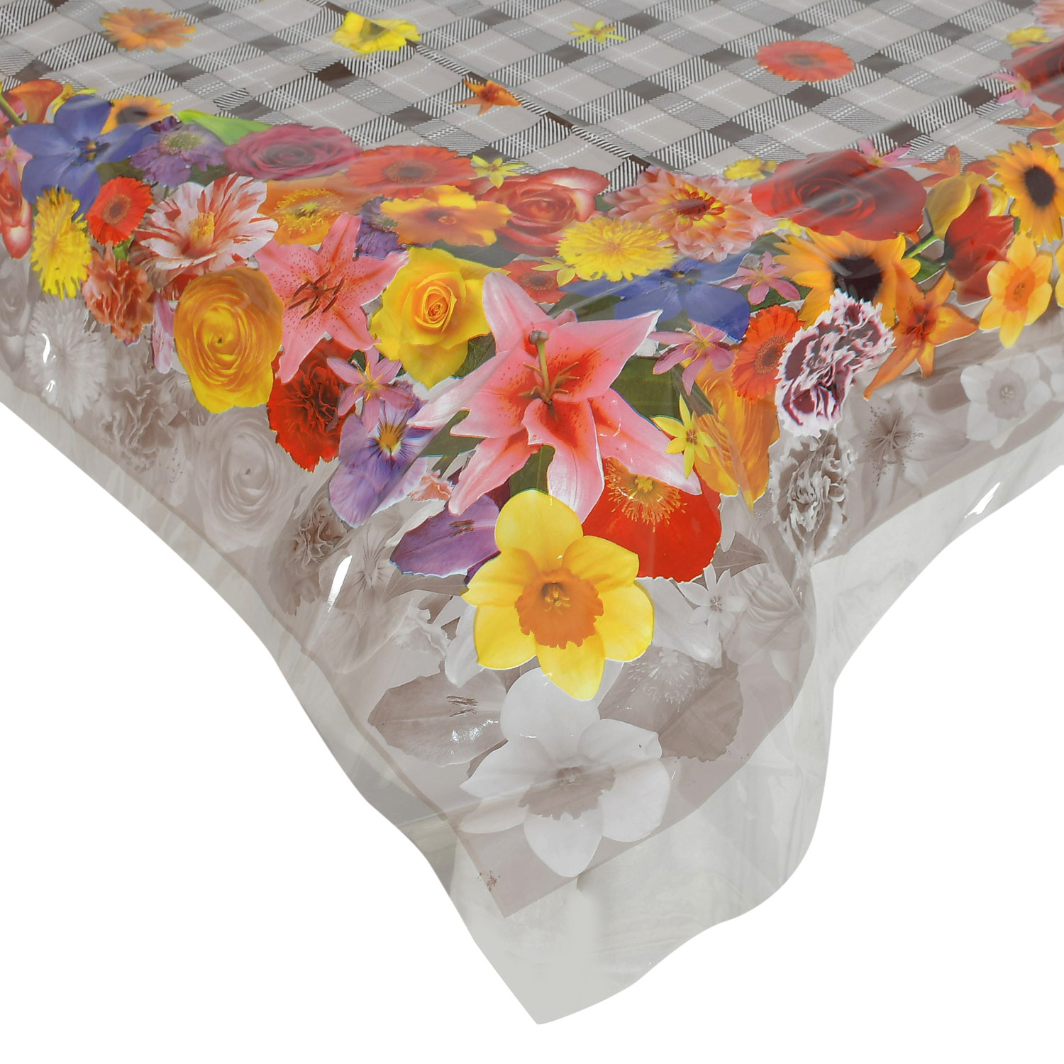Kuber Industries Flower Printed PVC 4 Seater Center Table Cover 40