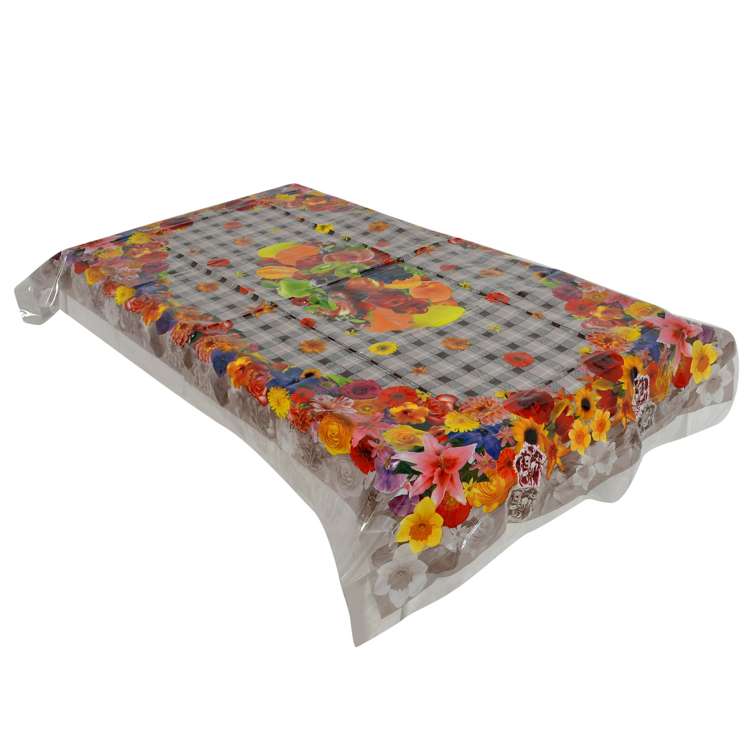 Kuber Industries Flower Printed PVC 4 Seater Center Table Cover 40