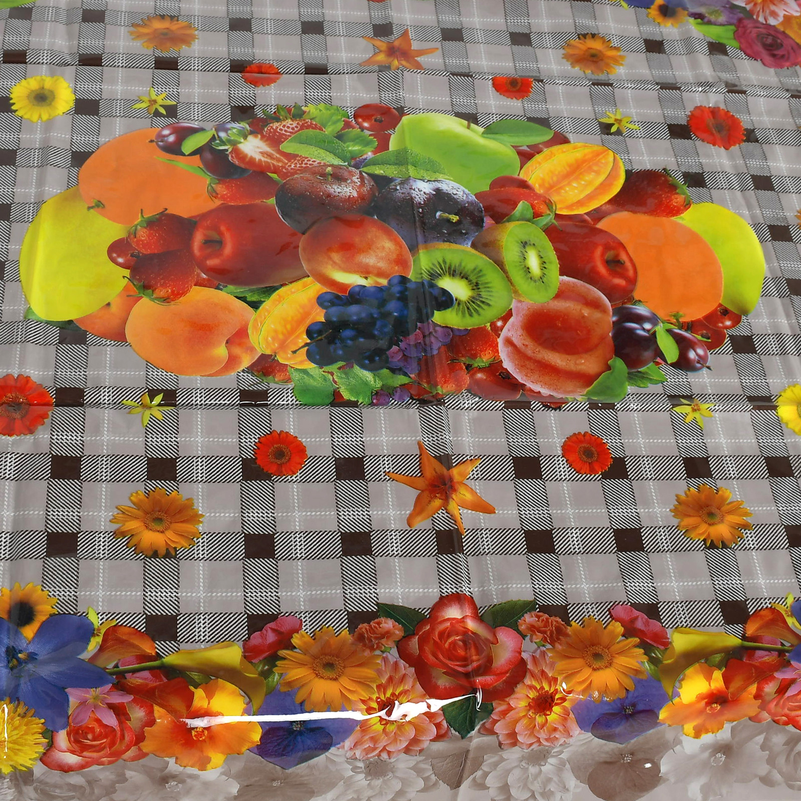 Kuber Industries Flower Printed PVC 4 Seater Center Table Cover 40