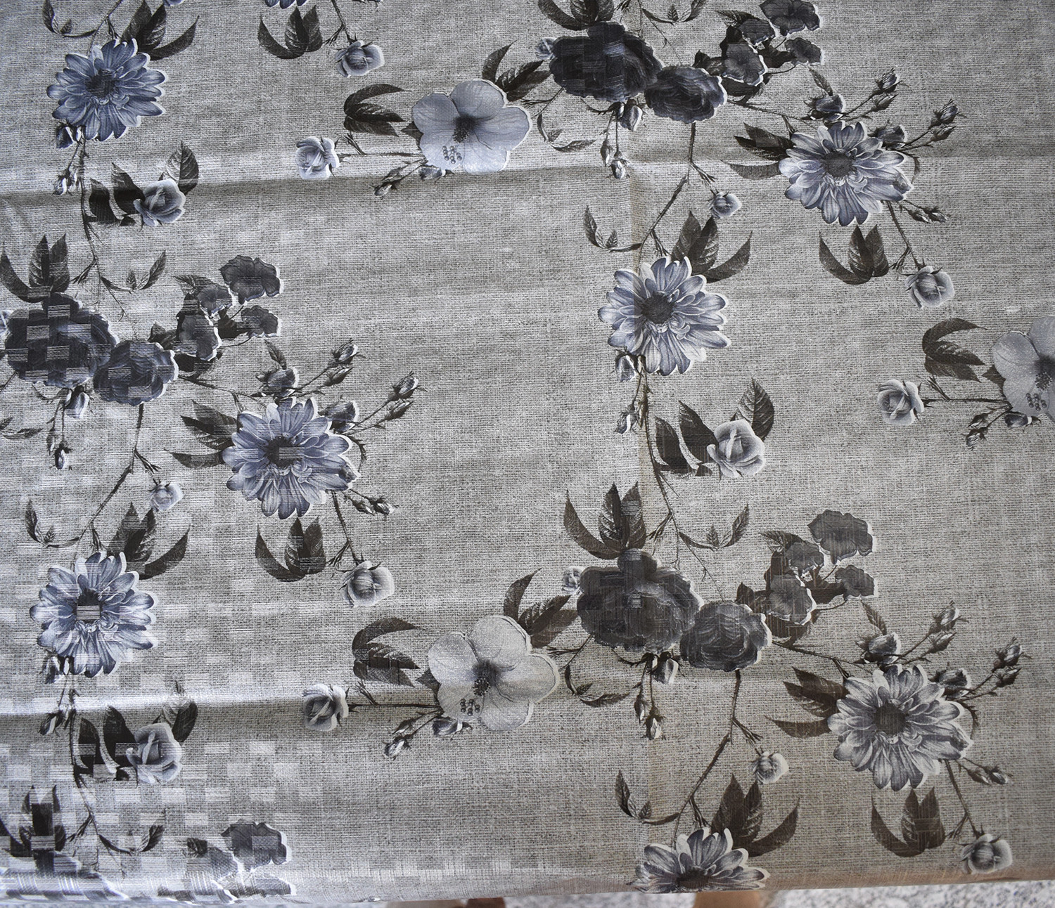 Kuber Industries Flower Printed PVC 6 Seater Dinning Table Cover, Protector With White Lace Border, 60