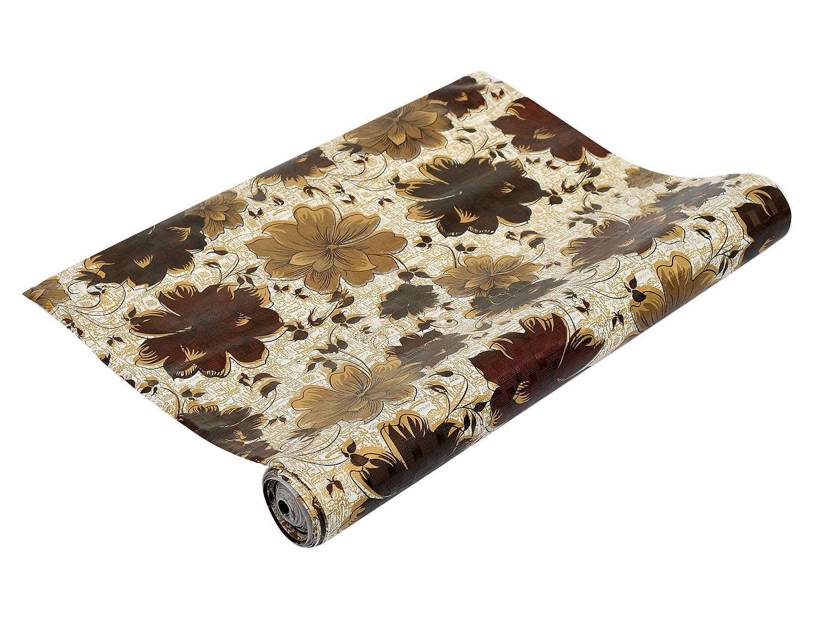 Kuber Industries Flower Printed PVC Anti Slip Skid Shelf Mat, 10 Mtr (Brown)