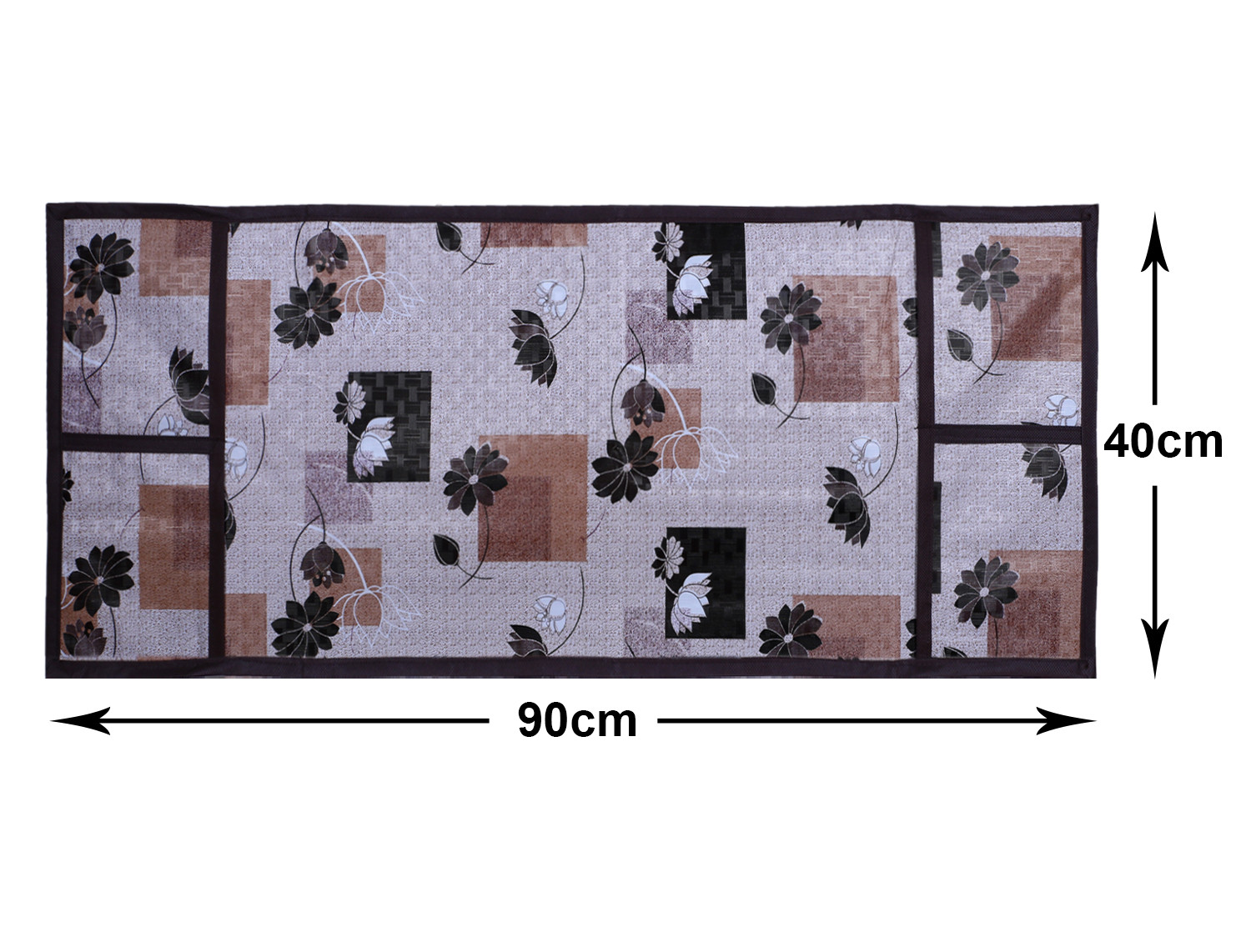 Kuber Industries Flower Printed PVC Decorative Microwave Oven Top Cover With 4 Utility Pockets (Pink)