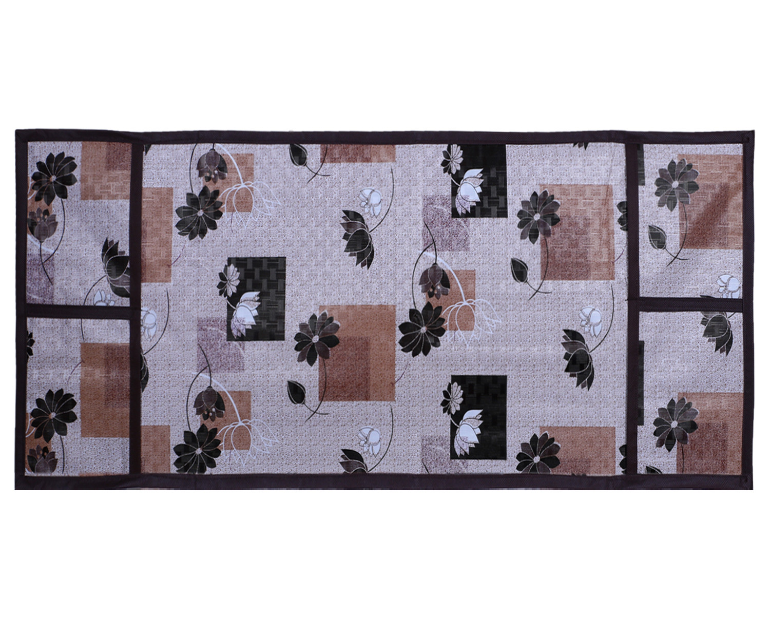 Kuber Industries Flower Printed PVC Decorative Microwave Oven Top Cover With 4 Utility Pockets (Pink)