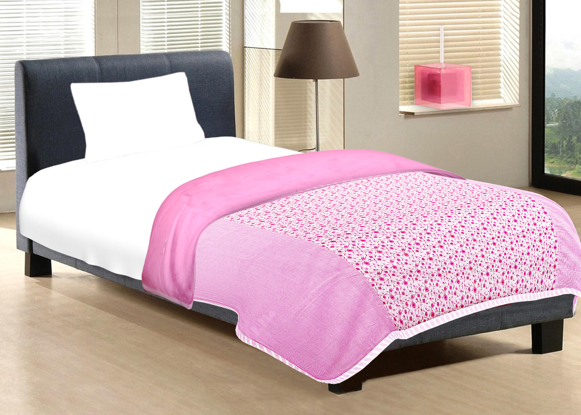 Kuber Industries Flower Printed Single Bed Size Reversible Super Soft Lightweight AC Dohar, 60