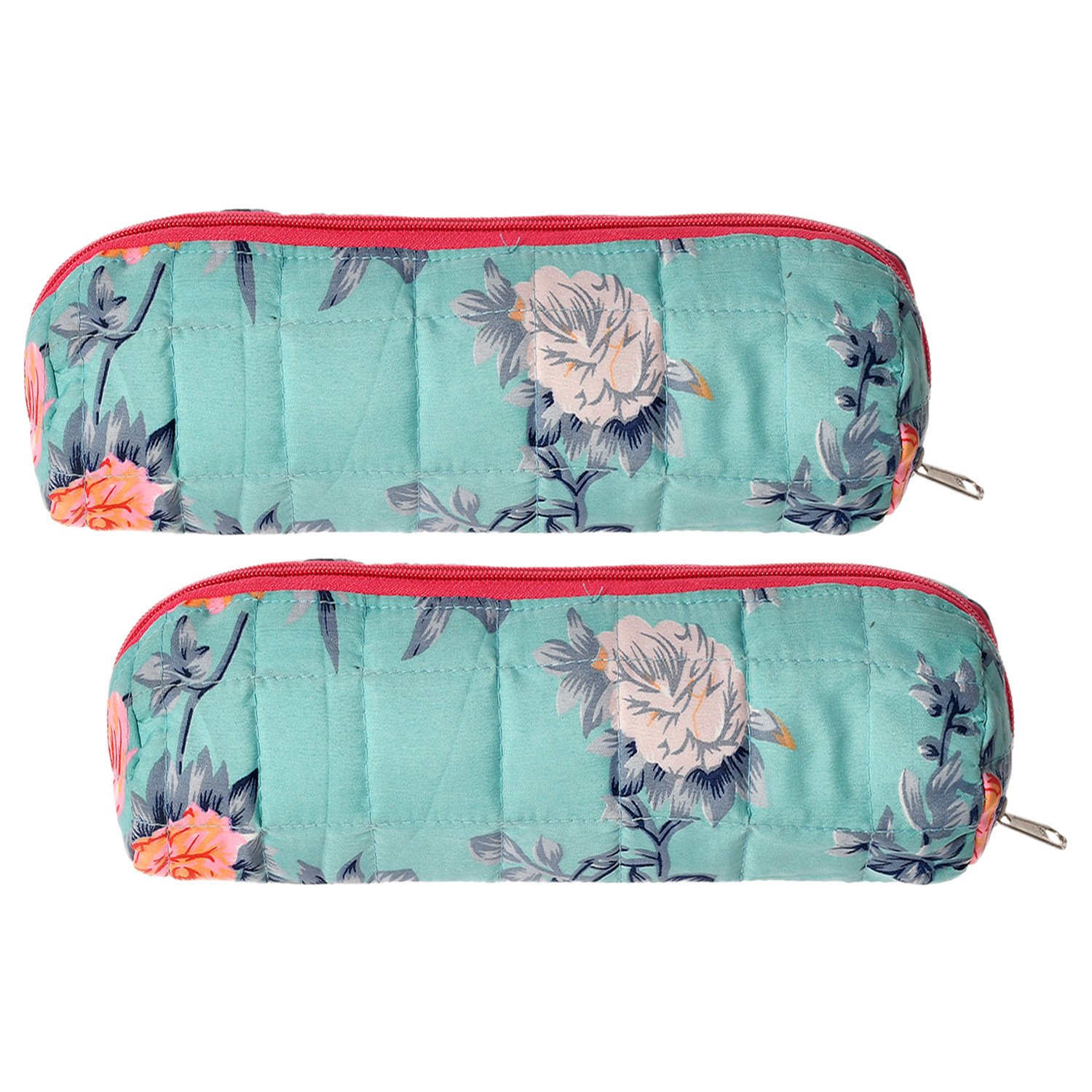 Kuber Industries Flower Printed Single Rod Cotton Bangle/Watch/Bracelet Organizer (Green)
