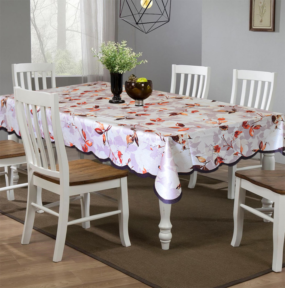 Kuber Industries Flower Printed Soft Cotton 6 Seater Dinning Table Cover- 60&quot;x90&quot; (Cream)