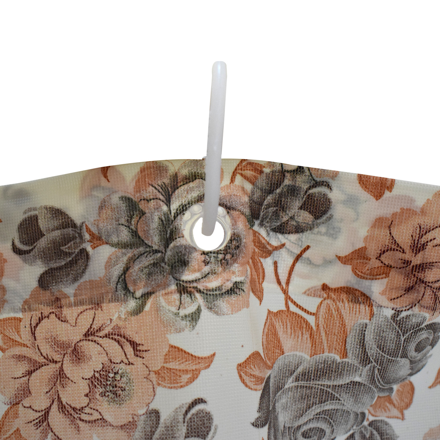 Kuber Industries Flower Printed Stain Resistant, No Odor, Waterproof PVC AC/Shower Curtain With Hooks,7 Feet (Brown)