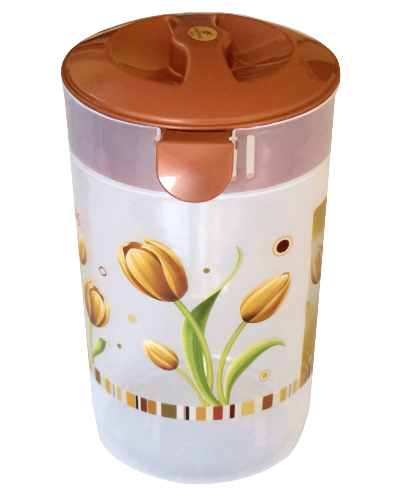Kuber Industries Flower Printed Unbreakable Multipurpose Plastic Water Jug/Pitcher With Lid, 2.4 Ltr. (Brown)-HS42KUBMART25253