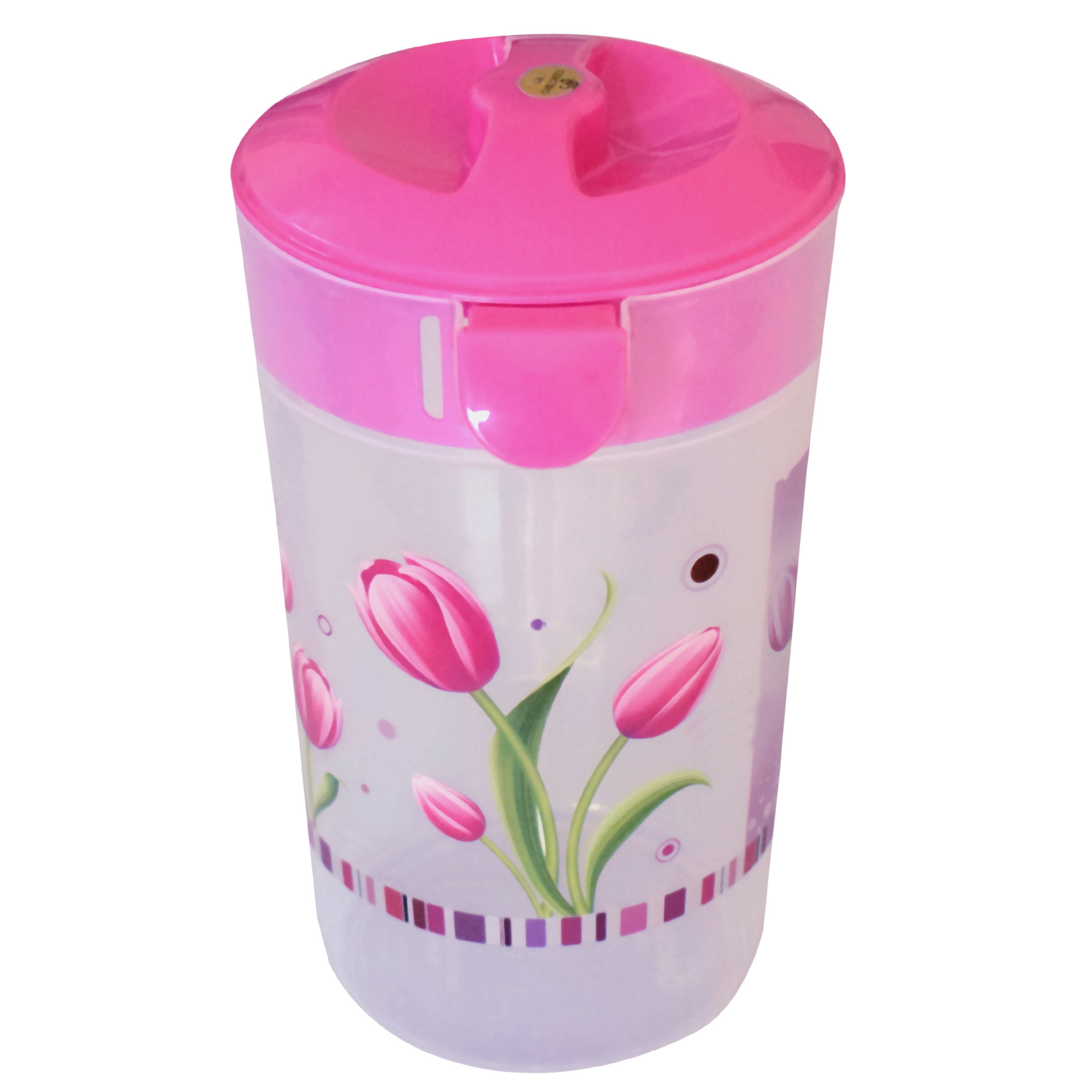Kuber Industries Flower Printed Unbreakable Multipurpose Plastic Water Jug/Pitcher With Lid, 2.4 Ltr. (Pink)-HS42KUBMART25229