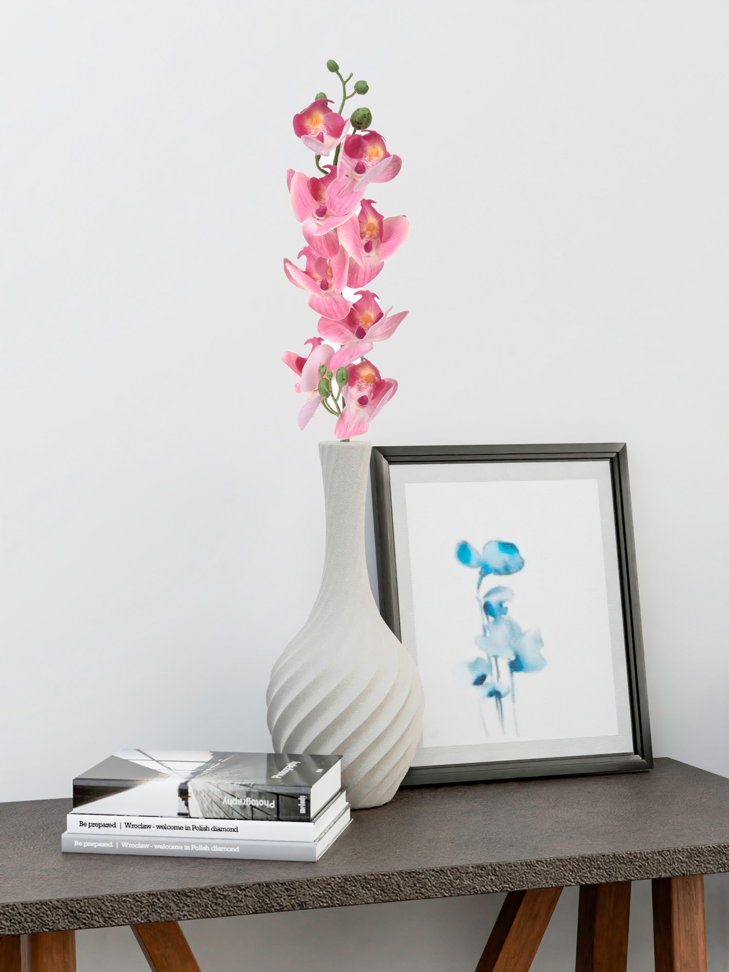 Kuber Industries Flowers Orchid  Artificial Flower Orchid  Flower Orchid for Vase Pot  Artificial Flower for Home Dcor  Orchids Artificial Flower for Vase  Pack of 2  Pink