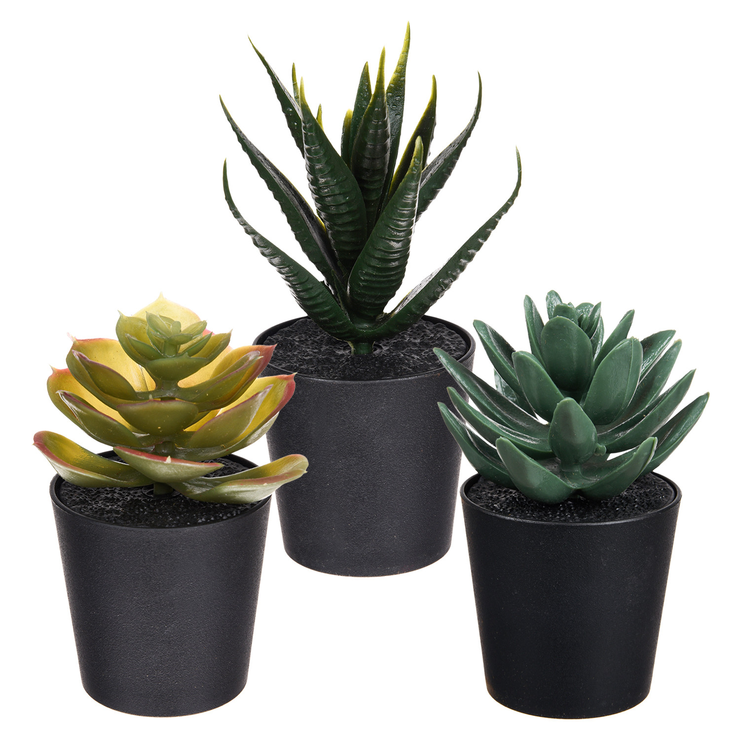 Kuber Industries Flowers Succulent Plant  Artificial Succulent Plant for office  Flower Succulent Plant for Outdoor  Succulent Plant for Home Dcor  Pack of 3  Black