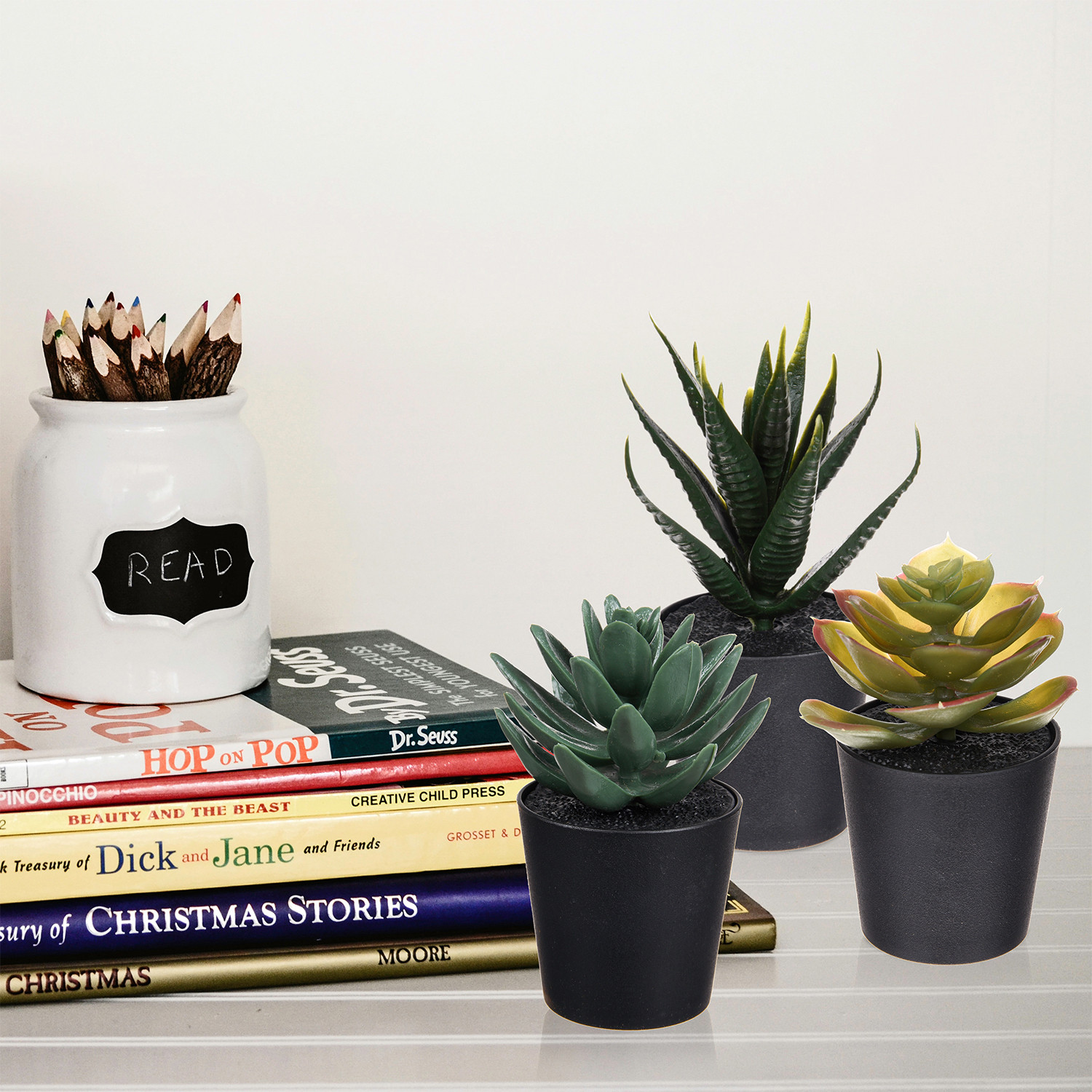 Kuber Industries Flowers Succulent Plant  Artificial Succulent Plant for office  Flower Succulent Plant for Outdoor  Succulent Plant for Home Dcor  Pack of 3  Black