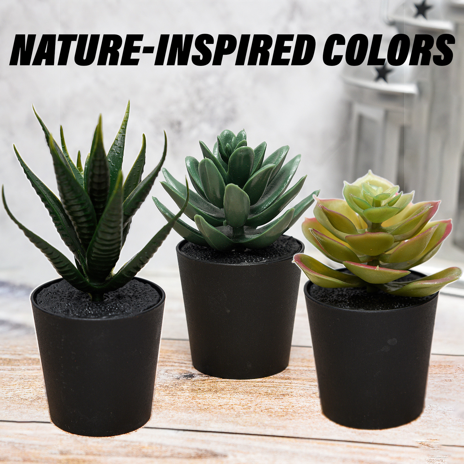 Kuber Industries Flowers Succulent Plant | Artificial Succulent Plant for office | Flower Succulent Plant for Outdoor | Succulent Plant for Home Décor |Black