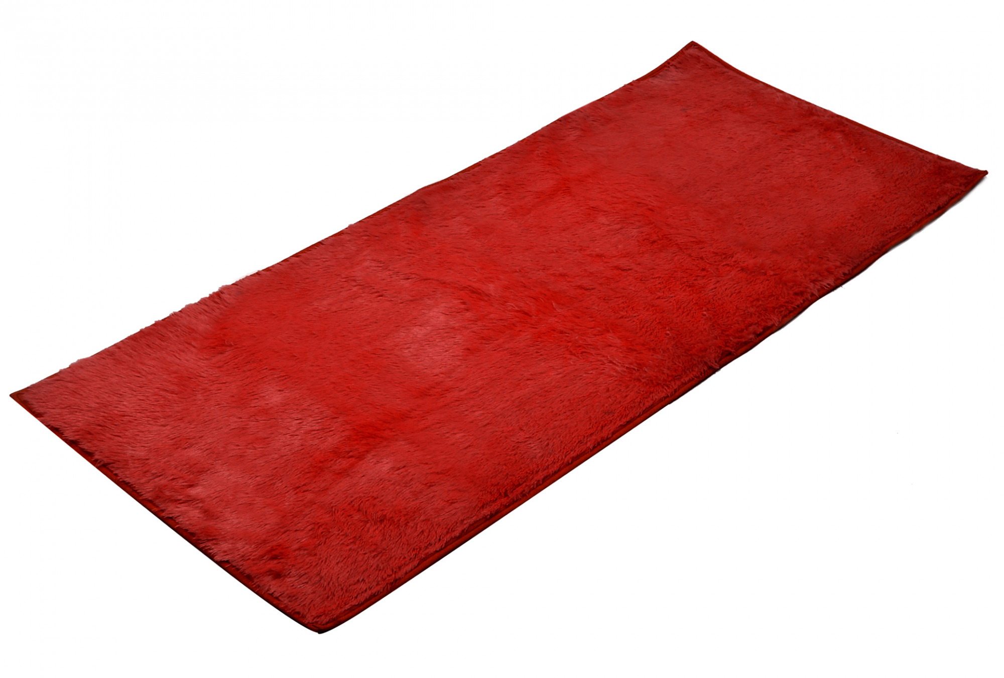 Kuber Industries Fluffy Shag Rug Bedside Runner For Home Décor (Red)-HS40KUBMART23989