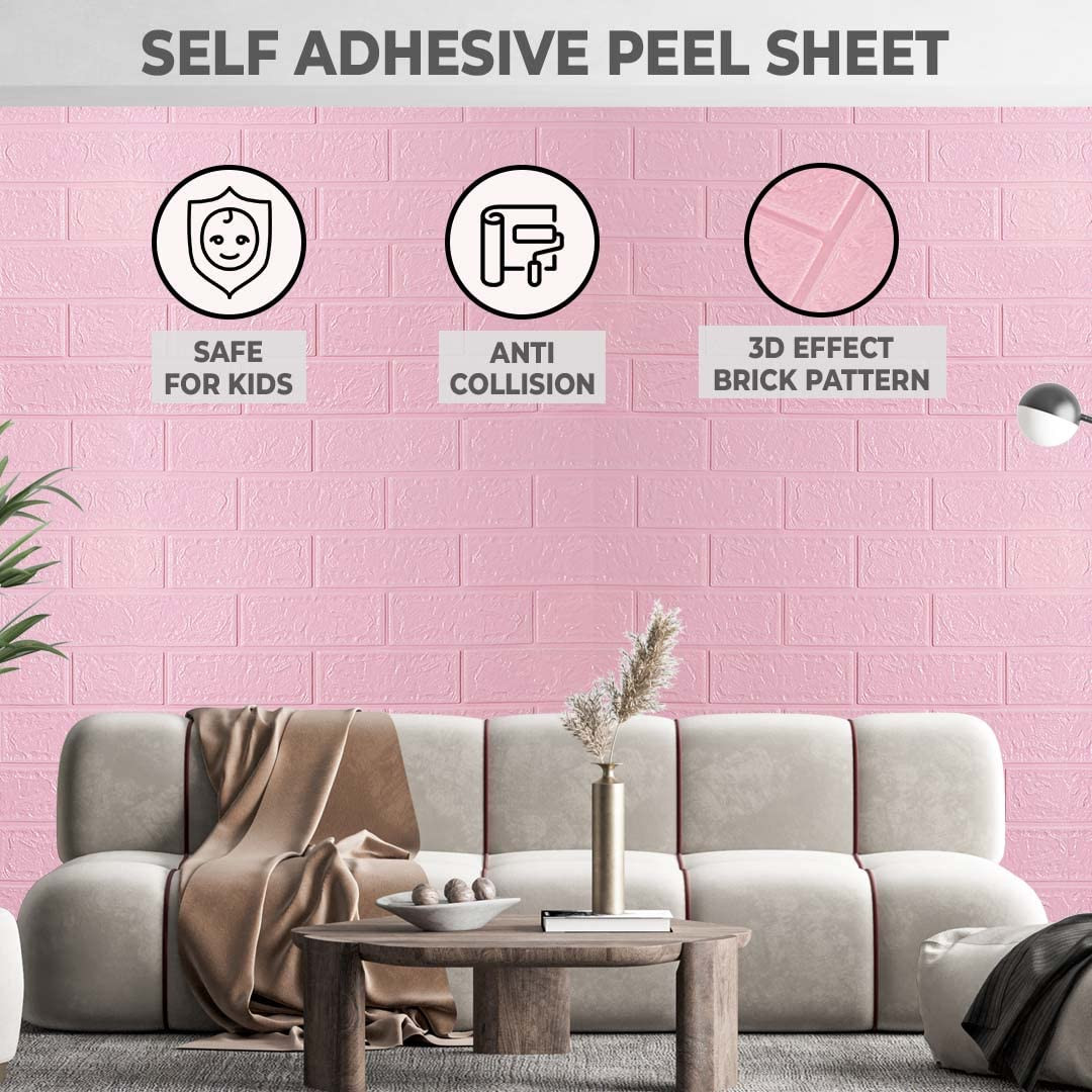 Kuber Industries Foam Brick Pattern 3D Wallpaper for Walls | Soft PE Foam | Easy to Peel, Stick & Remove DIY Wallpaper | Suitable on All Walls | Pack of 5 Sheets, 70 cm X 77 cm