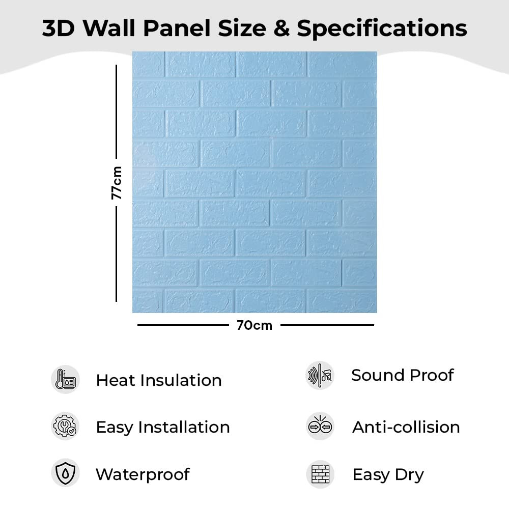 Kuber Industries Foam Brick Pattern 3D Wallpaper for Walls | Soft PE Foam | Easy to Peel, Stick & Remove DIY Wallpaper | Suitable on All Walls | Pack of 5 Sheets, 70 cm X 77 cm