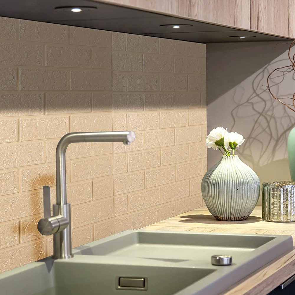 Kuber Industries Foam Brick Pattern 3D Wallpaper for Walls | Soft PE Foam | Easy to Peel, Stick & Remove DIY Wallpaper | Suitable on All Walls | Pack of 5 Sheets, 70 cm X 77 cm