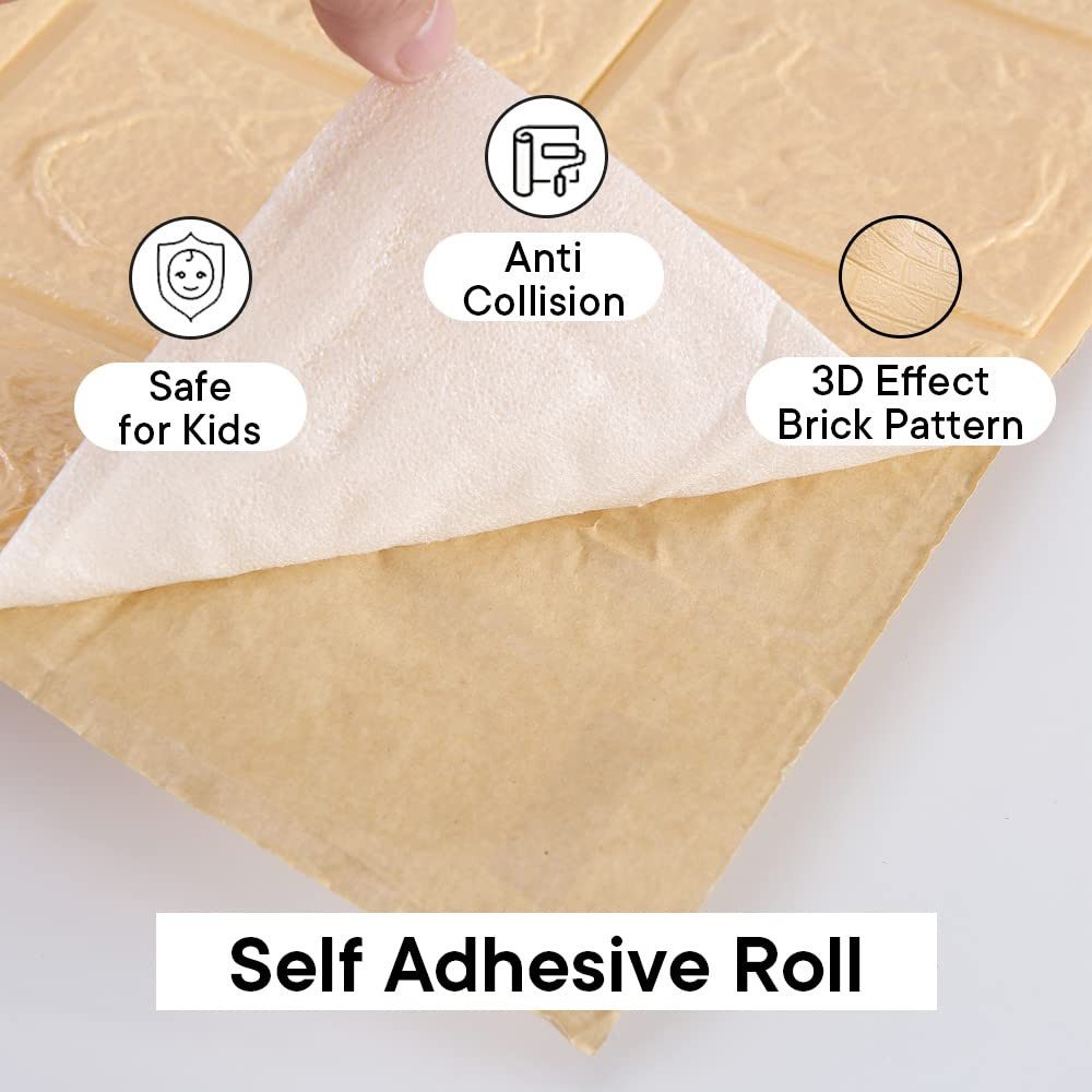 Kuber Industries Foam Brick Pattern 3D Wallpaper for Walls | Soft PE Foam | Easy to Peel, Stick & Remove DIY Wallpaper | Suitable on All Walls | Pack of 5 Sheets, 70 cm X 77 cm