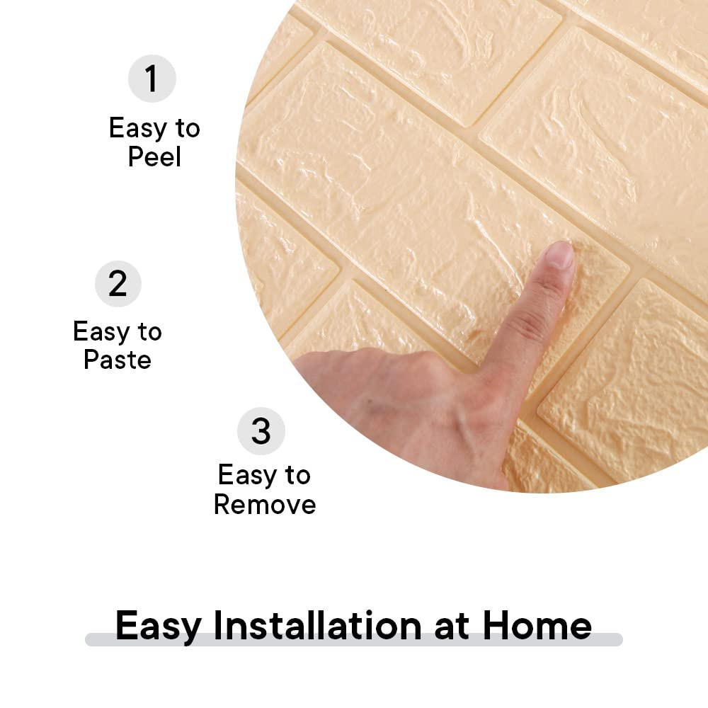 Kuber Industries Foam Brick Pattern 3D Wallpaper for Walls | Soft PE Foam | Easy to Peel, Stick & Remove DIY Wallpaper | Suitable on All Walls | Pack of 5 Sheets, 70 cm X 77 cm