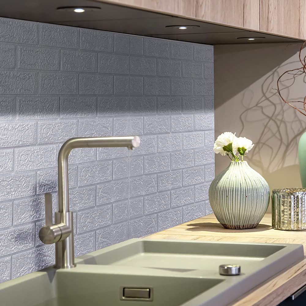 Kuber Industries Foam Brick Pattern 3D Wallpaper for Walls | Soft PE Foam | Easy to Peel, Stick & Remove DIY Wallpaper | Suitable on All Walls | Pack of 5 Sheets, 70 cm X 77 cm