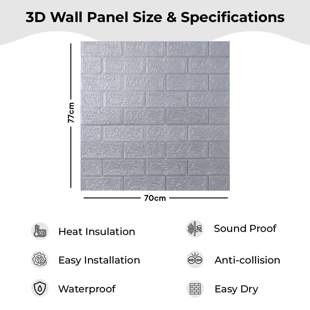 Kuber Industries Foam Brick Pattern 3D Wallpaper for Walls | Soft PE Foam | Easy to Peel, Stick & Remove DIY Wallpaper | Suitable on All Walls | Pack of 5 Sheets, 70 cm X 77 cm