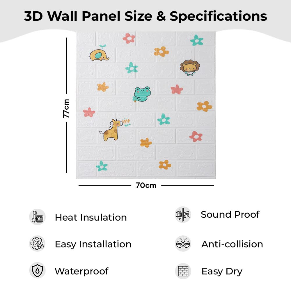 Kuber Industries Foam Brick Pattern 3D Wallpaper for Walls | Soft PE Foam | Easy to Peel, Stick & Remove DIY Wallpaper | Suitable on All Walls | Pack of 5 Sheets,70 cm X 70 cm