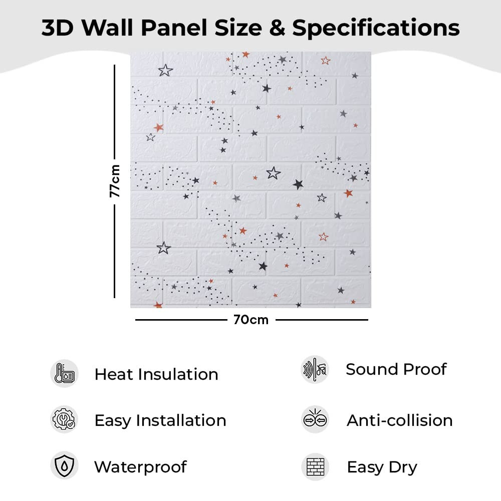 Kuber Industries Foam Brick Pattern 3D Wallpaper for Walls | Soft PE Foam | Easy to Peel, Stick & Remove DIY Wallpaper | Suitable on All Walls | Pack of 5 Sheets, 70 cm X 70 cm