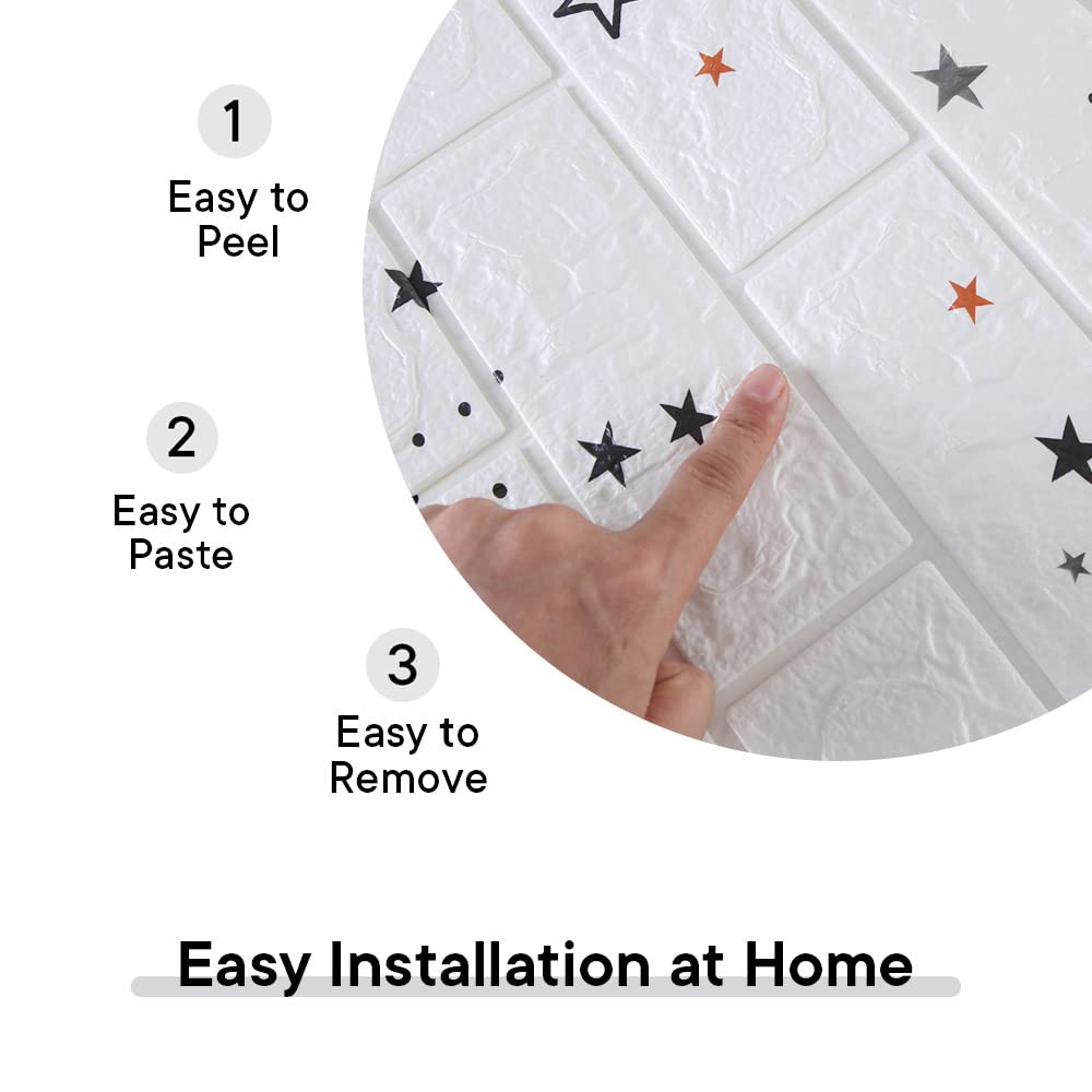 Kuber Industries Foam Brick Pattern 3D Wallpaper for Walls | Soft PE Foam | Easy to Peel, Stick & Remove DIY Wallpaper | Suitable on All Walls | Pack of 5 Sheets, 70 cm X 70 cm