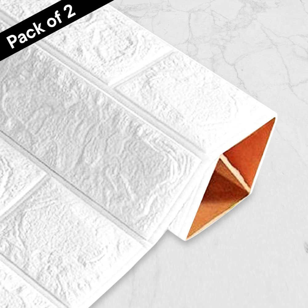 Kuber Industries Foam Brick Pattern 3D Wallpaper for Walls | Soft PE Foam| Easy to Peel, Stick & Remove DIY Wallpaper | Suitable on All Walls | Pack of 2 Sheets, 70 cm X 77 cm