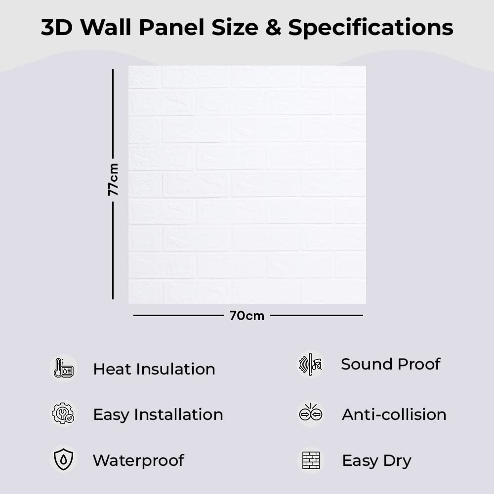 Kuber Industries Foam Brick Pattern 3D Wallpaper for Walls | Soft PE Foam| Easy to Peel, Stick & Remove DIY Wallpaper | Suitable on All Walls | Pack of 2 Sheets, 70 cm X 77 cm