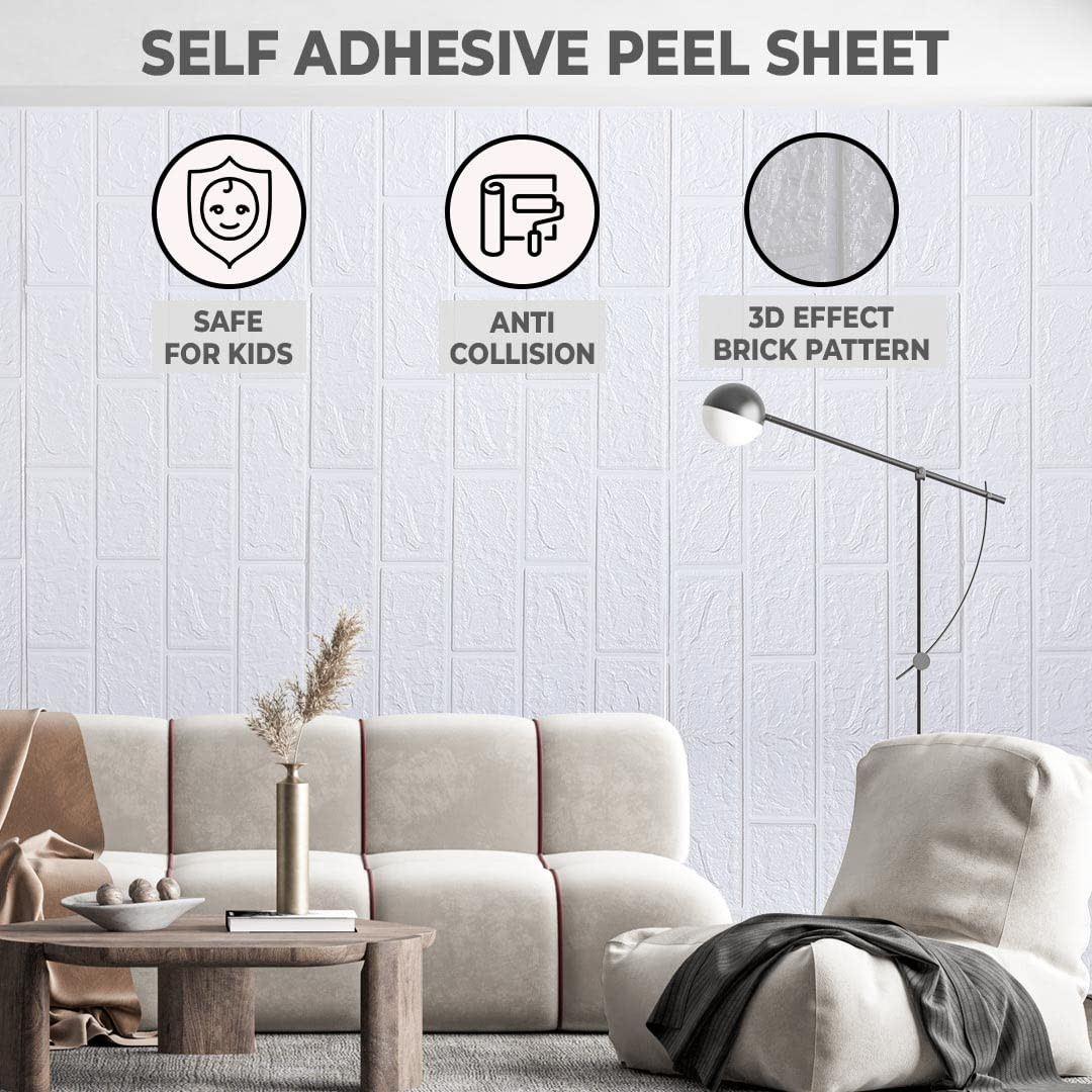 Kuber Industries Foam Brick Pattern 3D Wallpaper for Walls | Soft PE Foam| Easy to Peel, Stick & Remove DIY Wallpaper | Suitable on All Walls | Pack of 2 Sheets, 70 cm X 77 cm