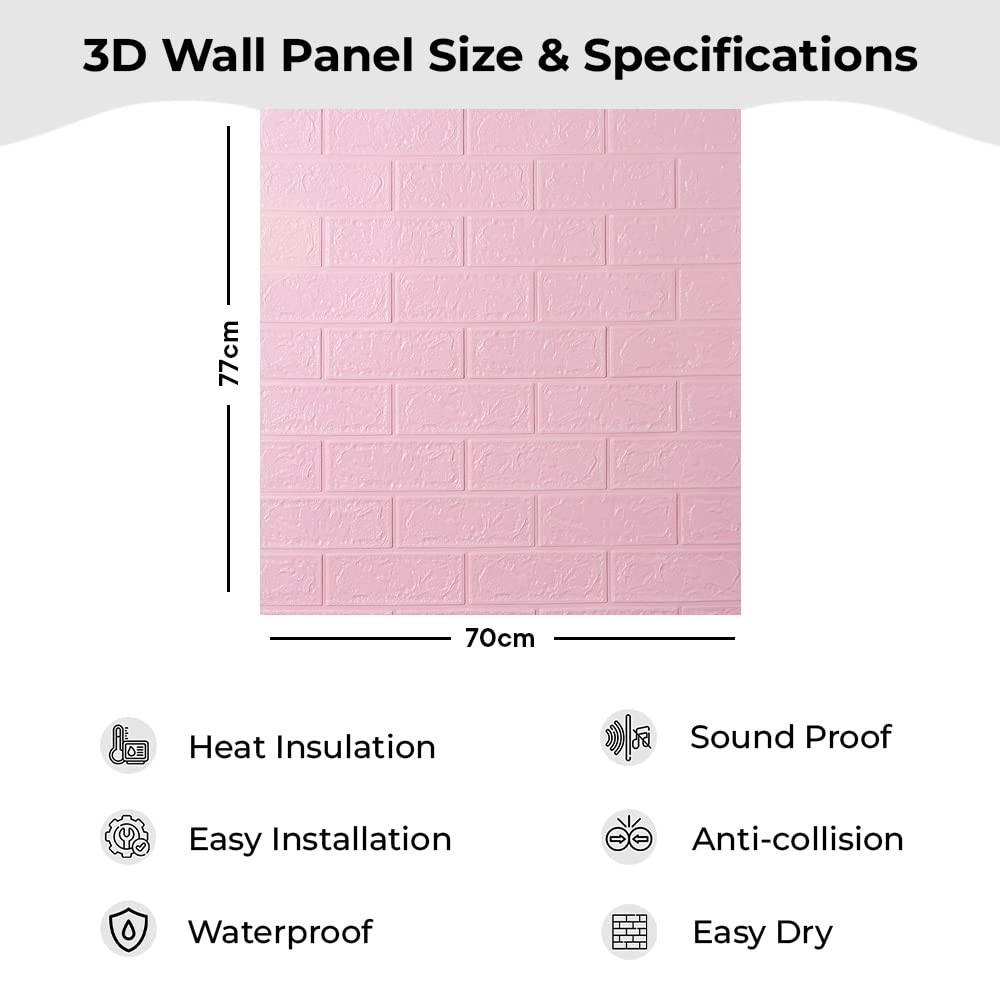 Kuber Industries Foam Brick Pattern 3D Wallpaper for Walls | Soft PE Foam| Easy to Peel, Stick & Remove DIY Wallpaper | Suitable on All Walls | Pack of 2 Sheets, 70 cm X 77 cm