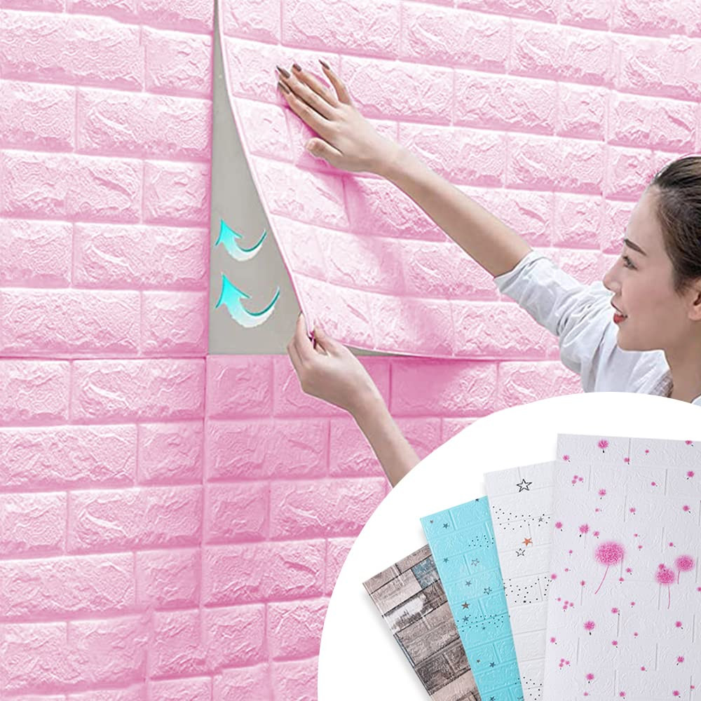 Kuber Industries Foam Brick Pattern 3D Wallpaper for Walls | Soft PE Foam| Easy to Peel, Stick & Remove DIY Wallpaper | Suitable on All Walls | Pack of 2 Sheets, 70 cm X 77 cm