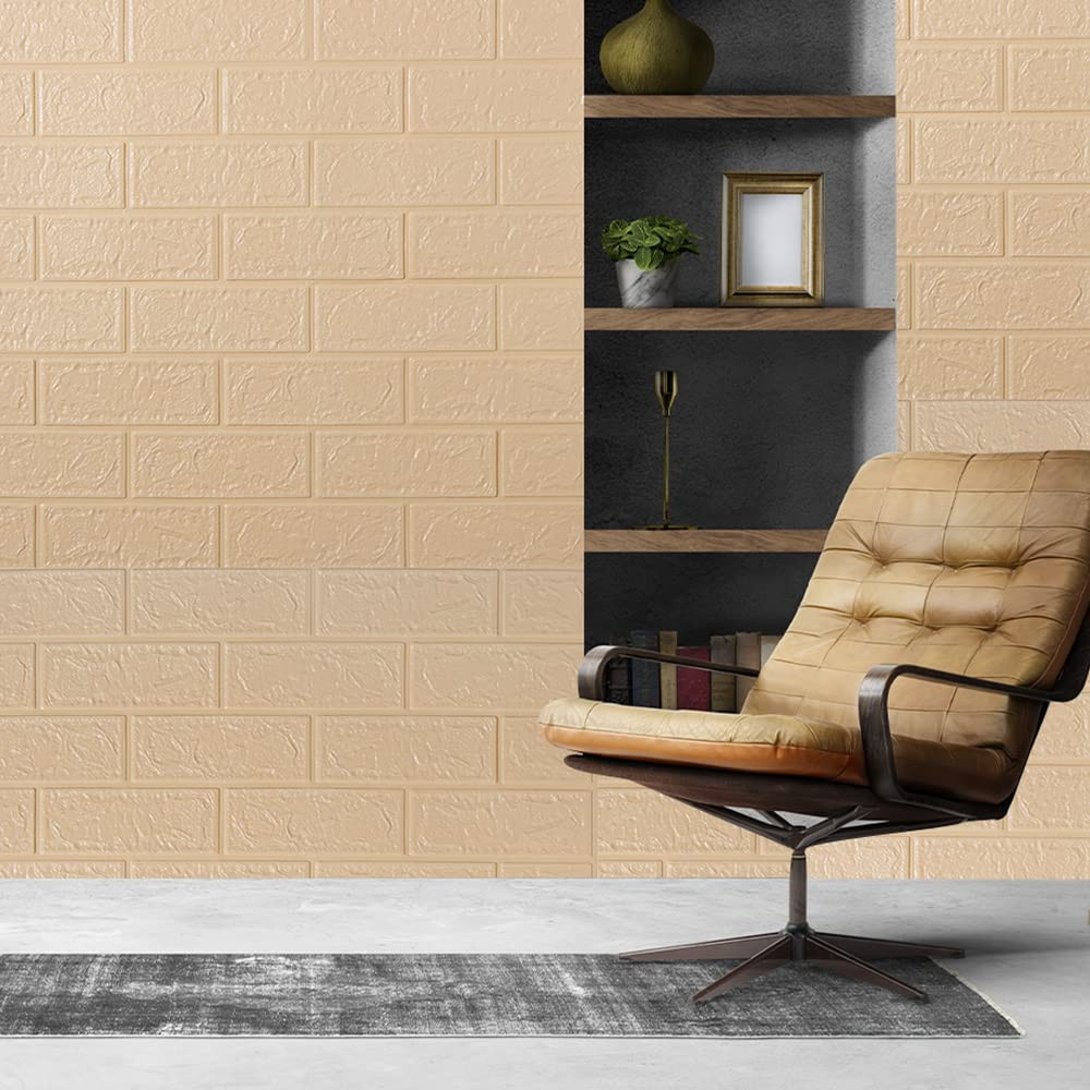 Kuber Industries Foam Brick Pattern 3D Wallpaper for Walls | Soft PE Foam| Easy to Peel, Stick & Remove DIY Wallpaper | Suitable on All Walls | Pack of 2 Sheets, 70 cm X 77 cm