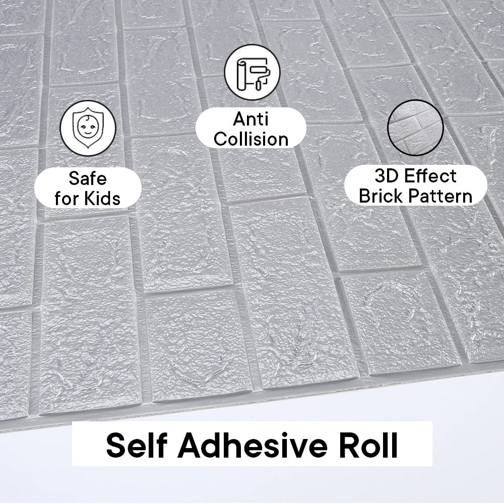 Kuber Industries Foam Brick Pattern 3D Wallpaper for Walls | Soft PE Foam| Easy to Peel, Stick & Remove DIY Wallpaper | Suitable on All Walls | Pack of 2 Sheets, 70 cm X 77 cm
