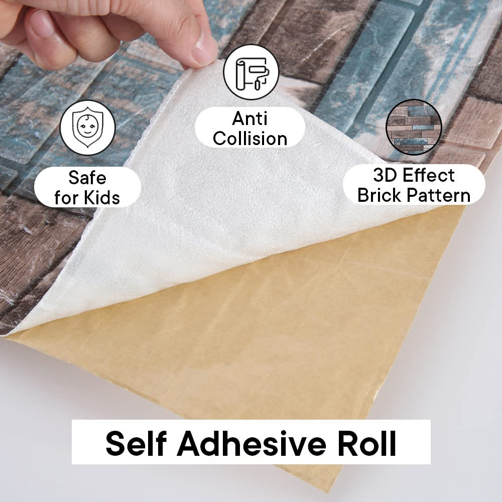 Kuber Industries Foam Brick Pattern 3D Wallpaper for Walls | Soft PE Foam| Easy to Peel, Stick & Remove DIY Wallpaper | Suitable on All Walls | Pack of 2 Sheets,70 cm X 70 cm