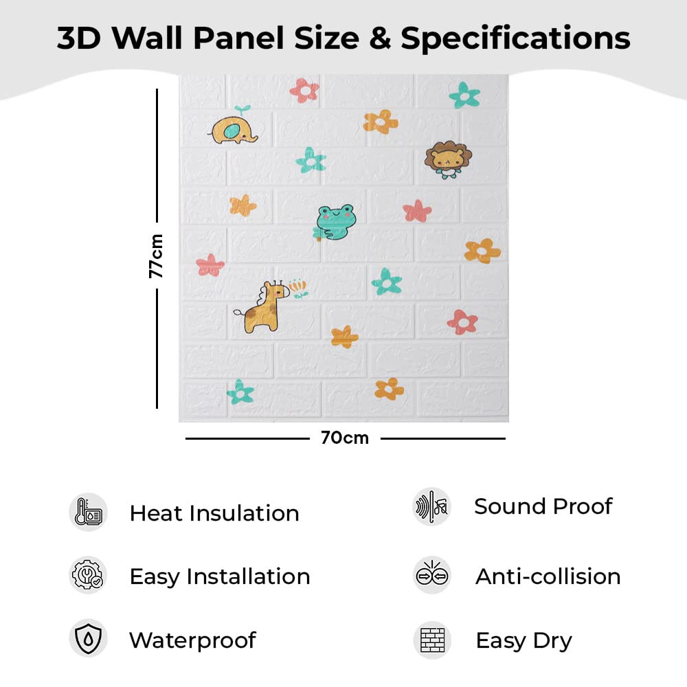 Kuber Industries Foam Brick Pattern 3D Wallpaper for Walls | Soft PE Foam| Easy to Peel, Stick & Remove DIY Wallpaper | Suitable on All Walls | Pack of 2 Sheets,70 cm X 70 cm