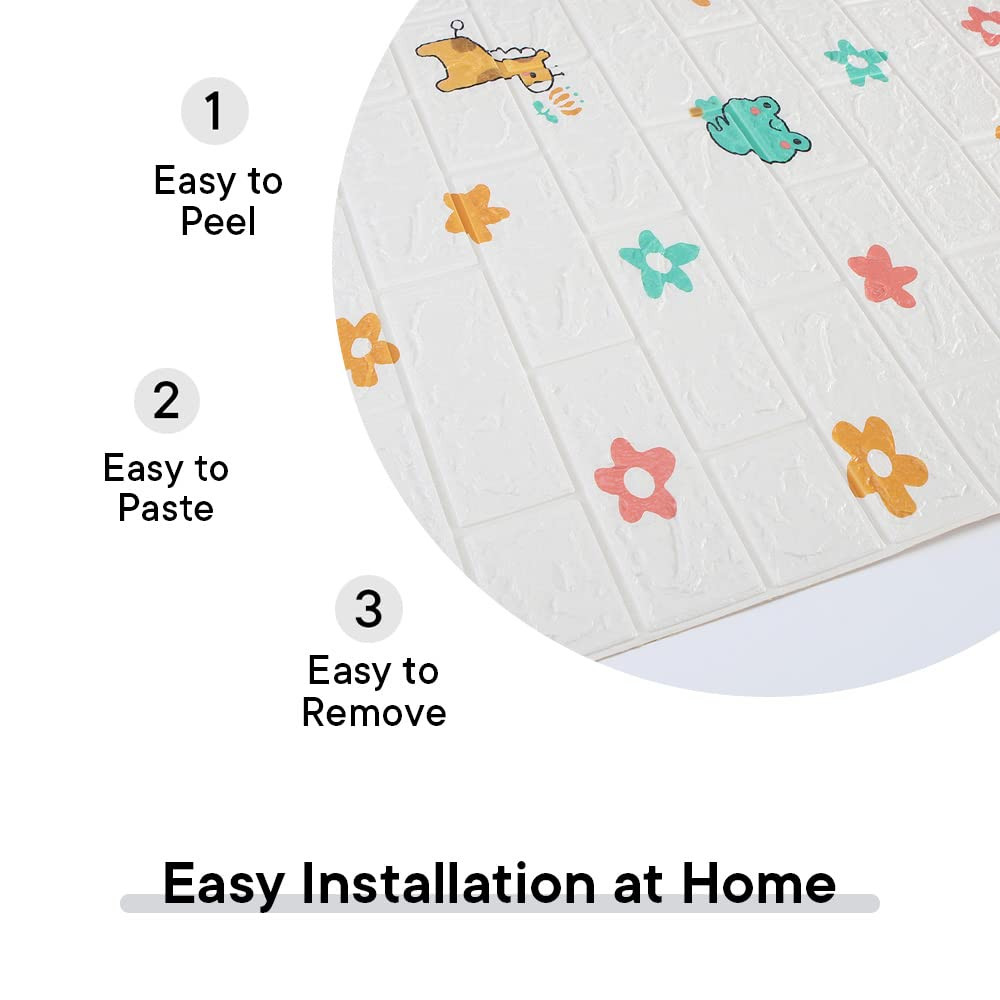 Kuber Industries Foam Brick Pattern 3D Wallpaper for Walls | Soft PE Foam| Easy to Peel, Stick & Remove DIY Wallpaper | Suitable on All Walls | Pack of 2 Sheets,70 cm X 70 cm