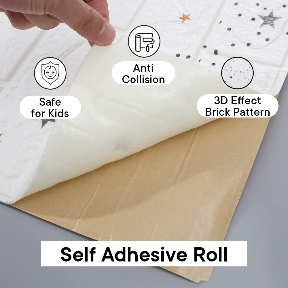 Kuber Industries Foam Brick Pattern 3D Wallpaper for Walls | Soft PE Foam| Easy to Peel, Stick & Remove DIY Wallpaper | Suitable on All Walls | Pack of 2 Sheets, 70 cm X 70 cm