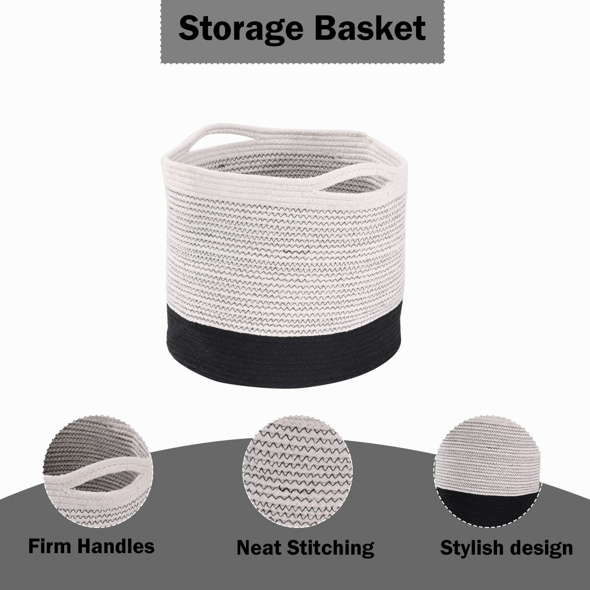 Kuber Industries Foldable 18 Inch Laundry Basket for Clothes Bedroom  Living Room  Durable Toy Storage Basket for kids  children  Cloth Bins for Washing Machine  Rope Black