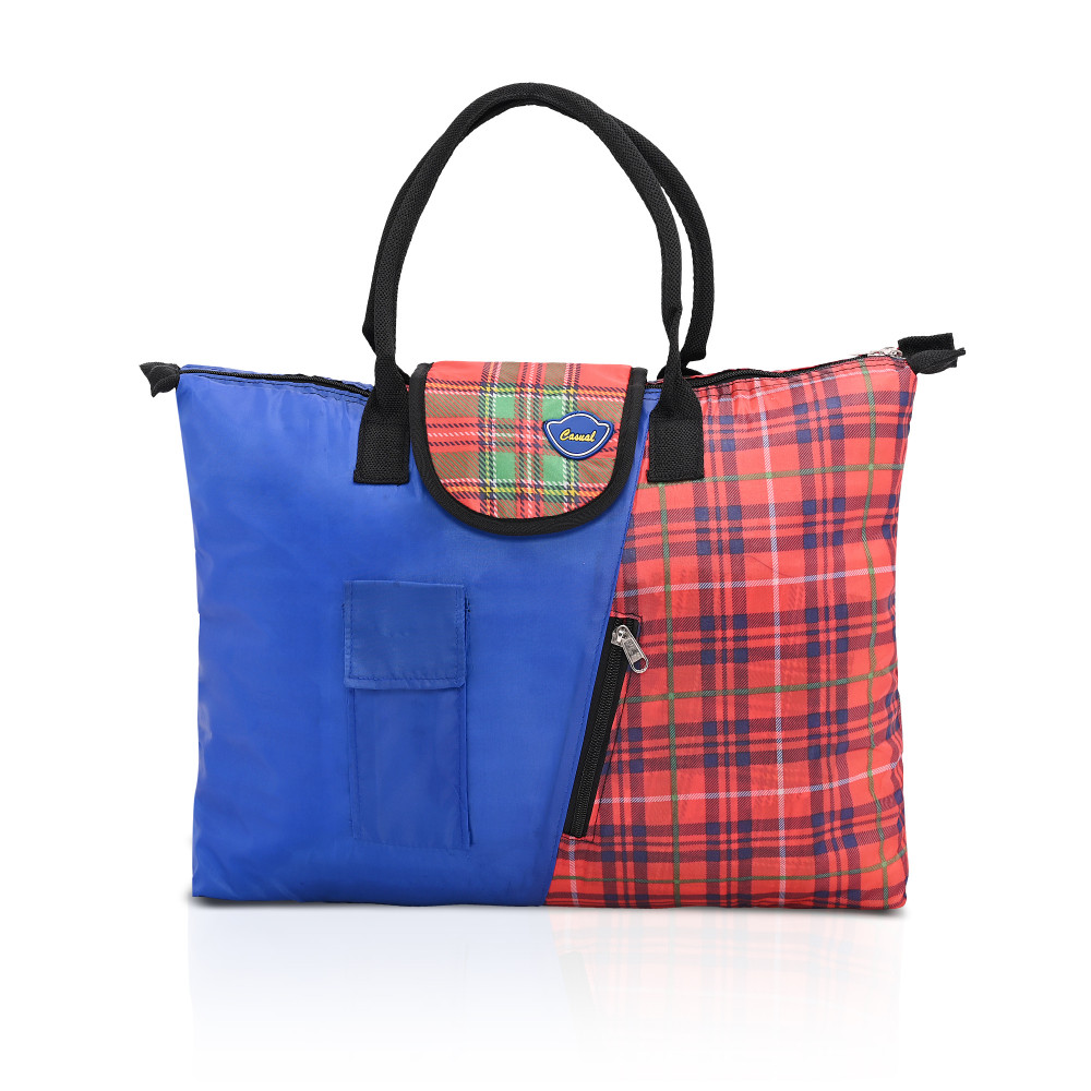 Image of Kuber Industries Foldable 3 Pockets Shopping Bag For Women | Thick Grocery/Vegetable Bags For Market | Printed- Assorted