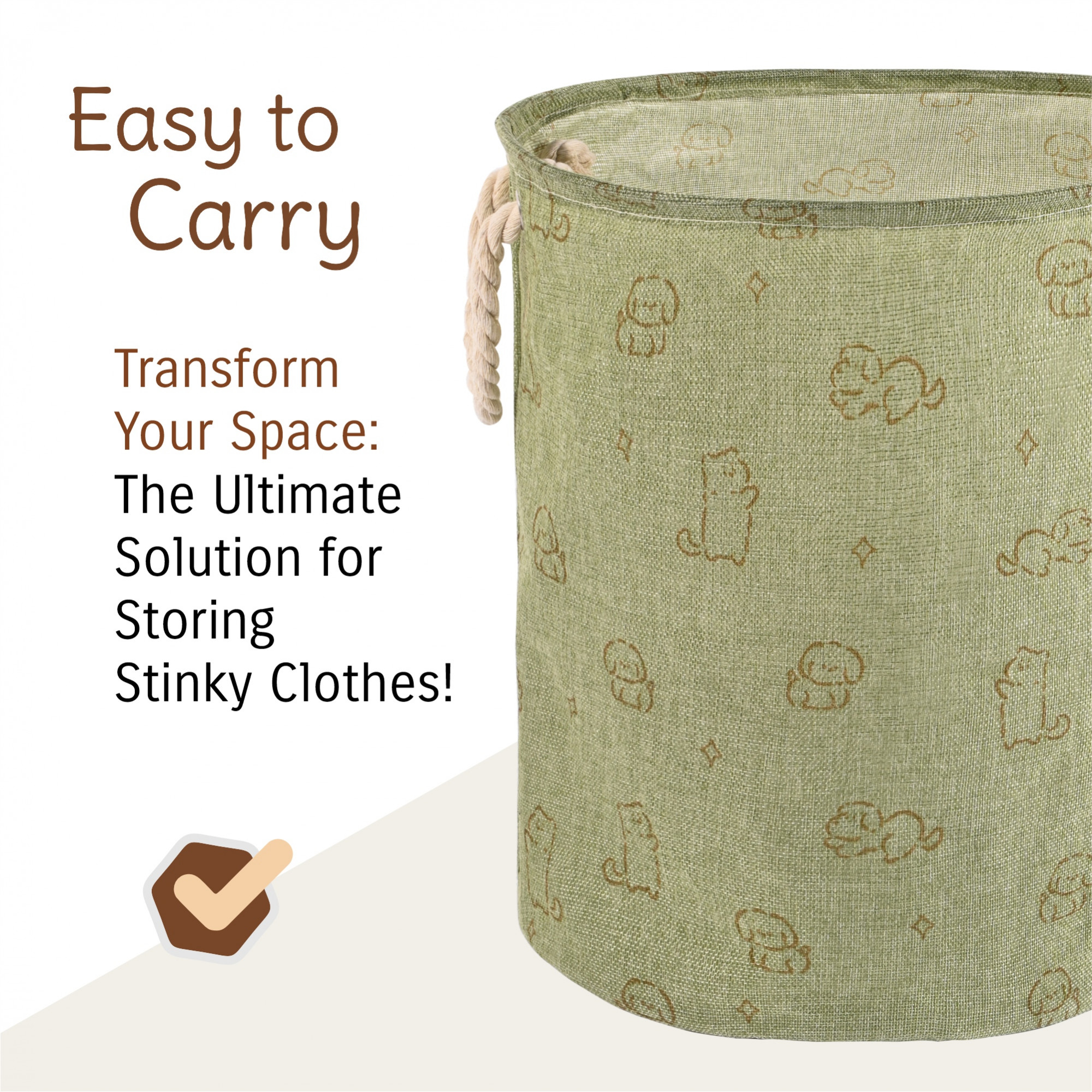 Kuber Industries Foldable 45 Ltr Washing Clothes BasketLaundry Bag with Handles  Laundry Hamper for Dirty Clothes  Toy Storage Organizer  GM-19-GRN  Dog Print - Green