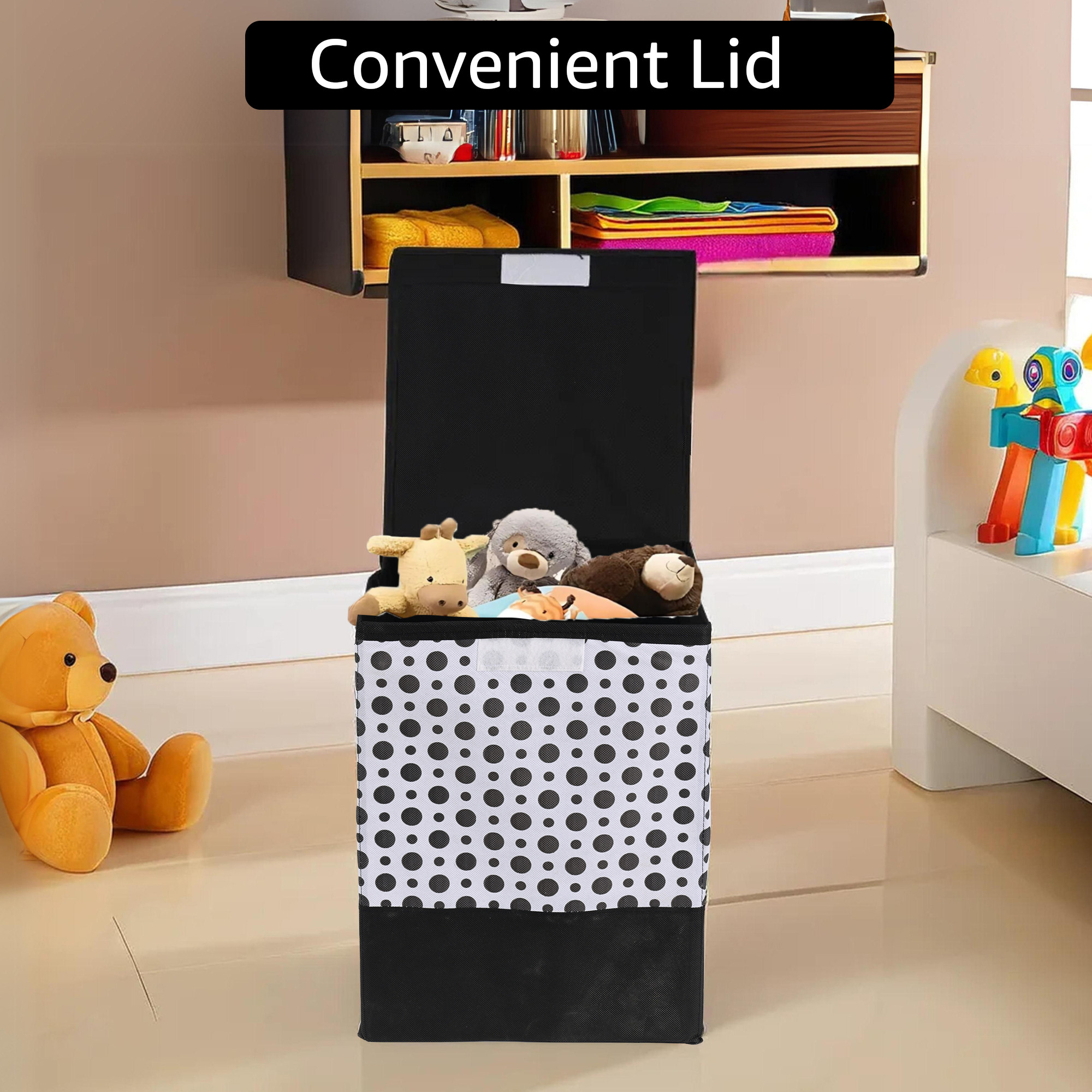 Kuber Industries Foldable Dirty Clothes Laundry Basket For Washing - Used  Unwashed Dress BucketStorage Box  Polka Dots - Black  White