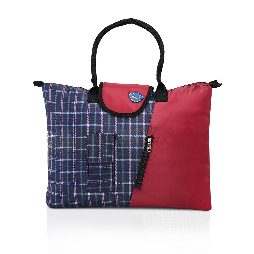 Image of Kuber Industries Foldable Grocery Bag For Women with 3 Small Pockets | Thick Shopping/Vegetable Bags For Market | Printed- Assorted