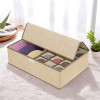 Foldable Multi-Grid Undergarments Organizer with Top Flap | Socks &amp; Innerwear Organiser for Wardrobe | Ideal for Bras/Panties/ Underwear &amp; Ties | LJ-15-BG | Beige &amp; Brown