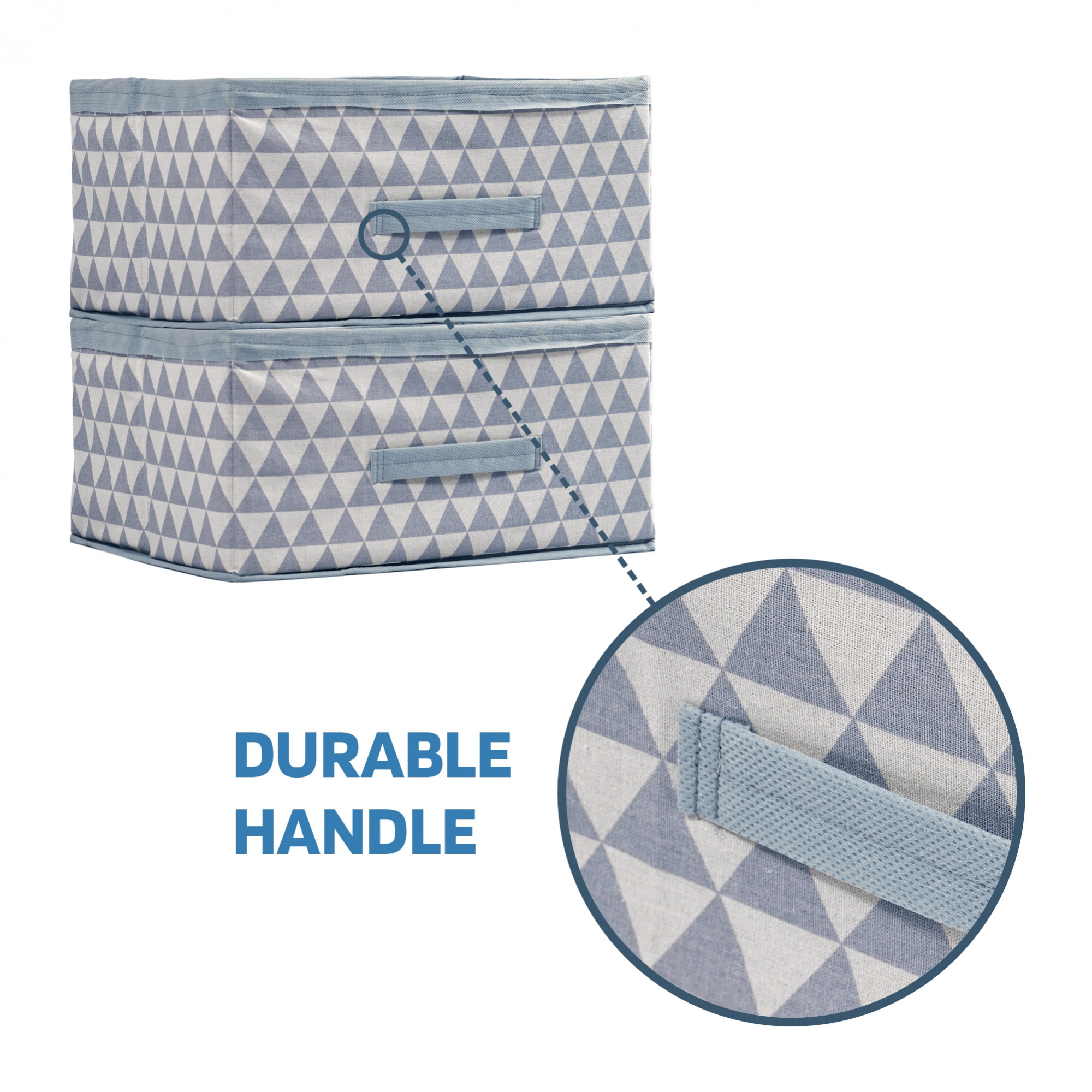 Kuber Industries Foldable Multi-purpose Cloth Organizer for Storage with Drawing Handle  Durable Organisers Storage Box for ClothesToys  Triangle Print - Sky Blue