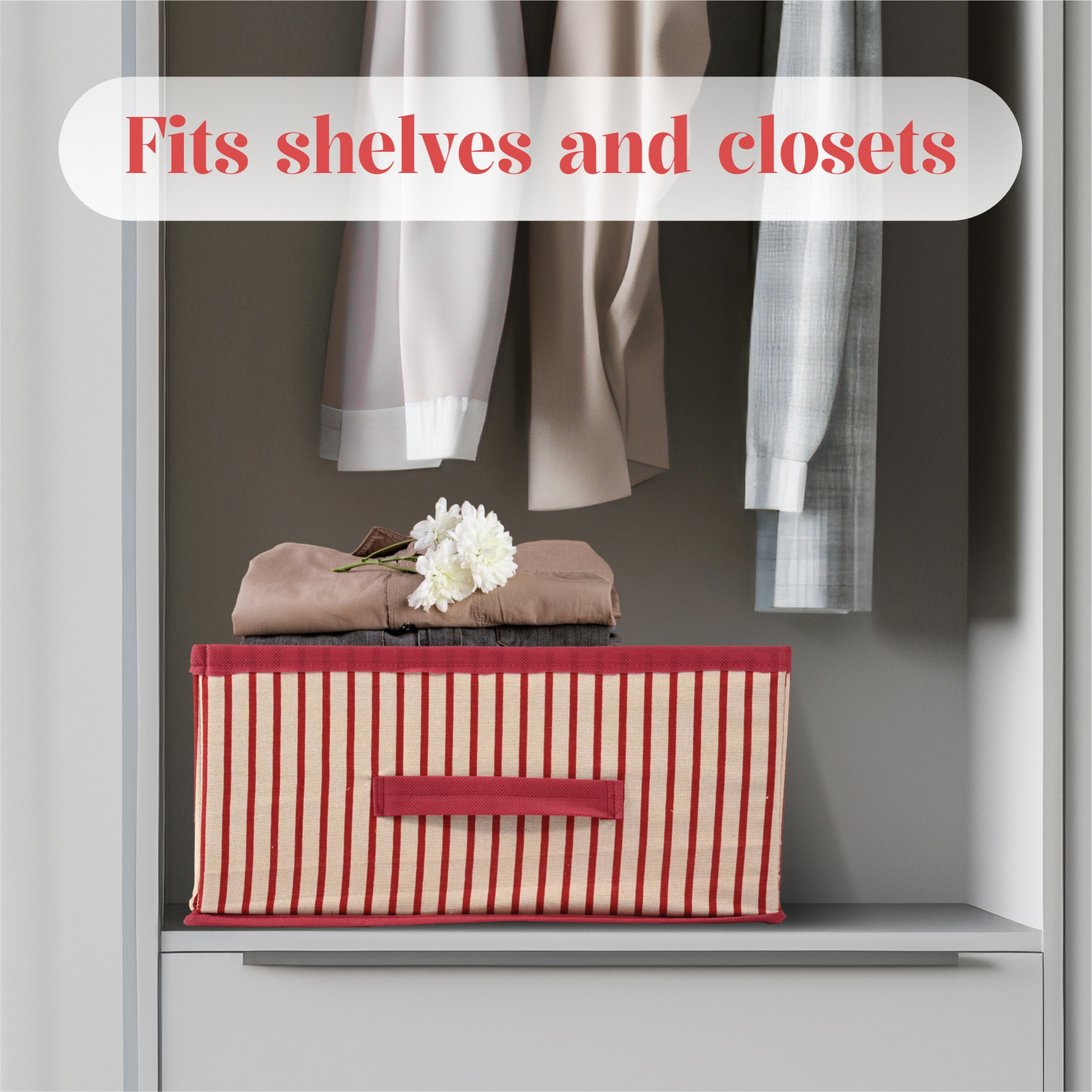 Kuber Industries Foldable Multi-purpose Cloth Organizer for Storage with Drawing Handle  Durable Organisers Storage Box for ClothesToys  Lining Print - Pink