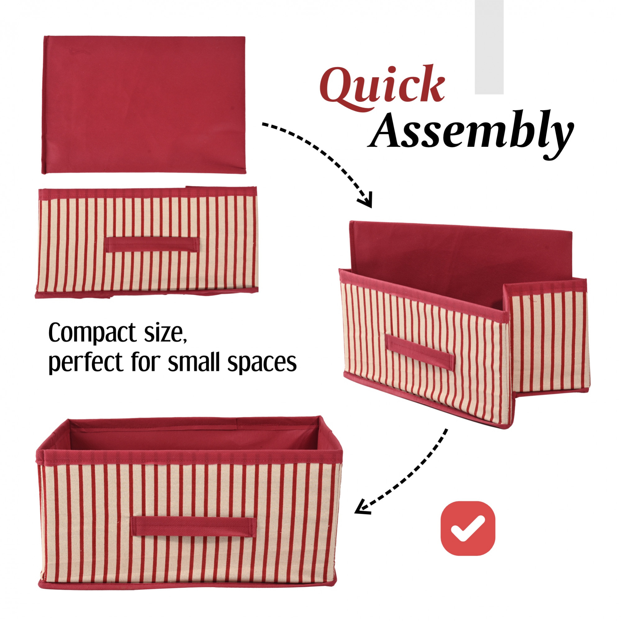 Kuber Industries Foldable Multi-purpose Cloth Organizer for Storage with Drawing Handle  Durable Organisers Storage Box for ClothesToys  Lining Print - Pink